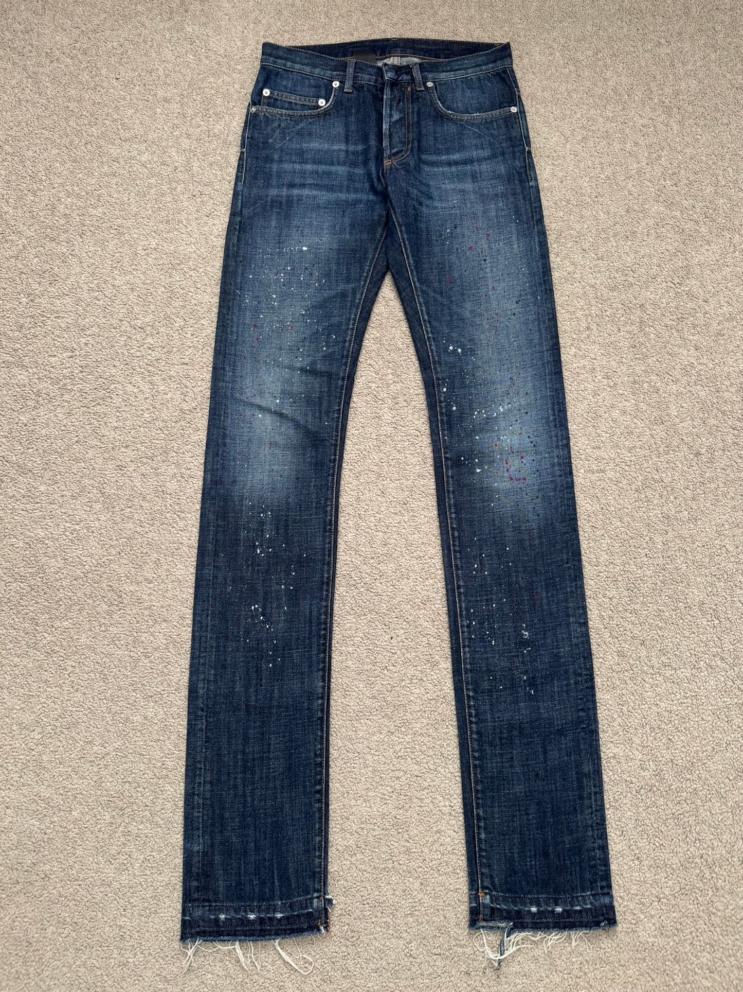 FW14 Dior Homme by Kris Van Assche Paint Splatter Denim Jeans