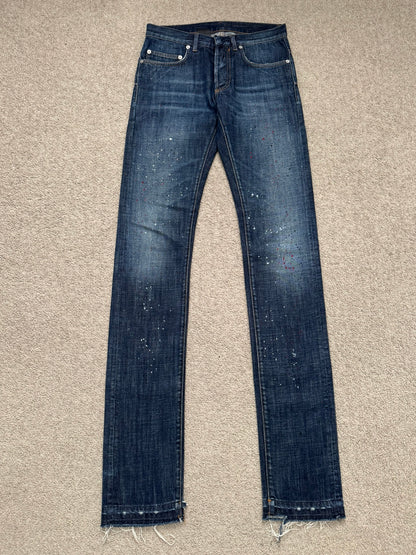 FW14 Dior Homme by Kris Van Assche Paint Splatter Denim Jeans
