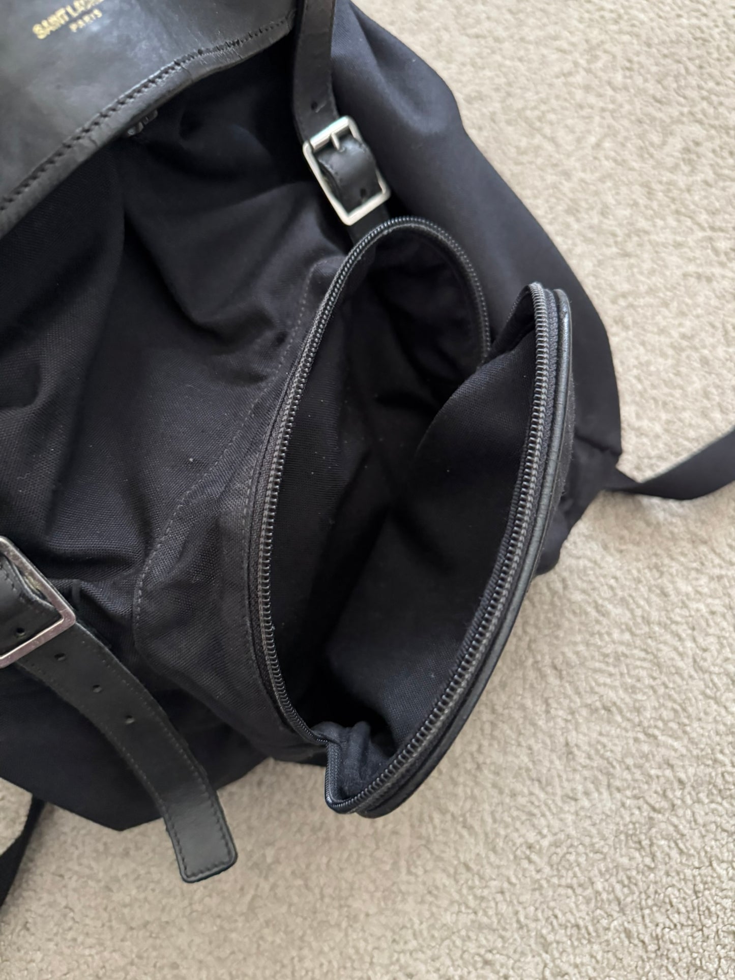 FW16 Saint Laurent by Hedi Slimane Canvas/Leather City Backpack