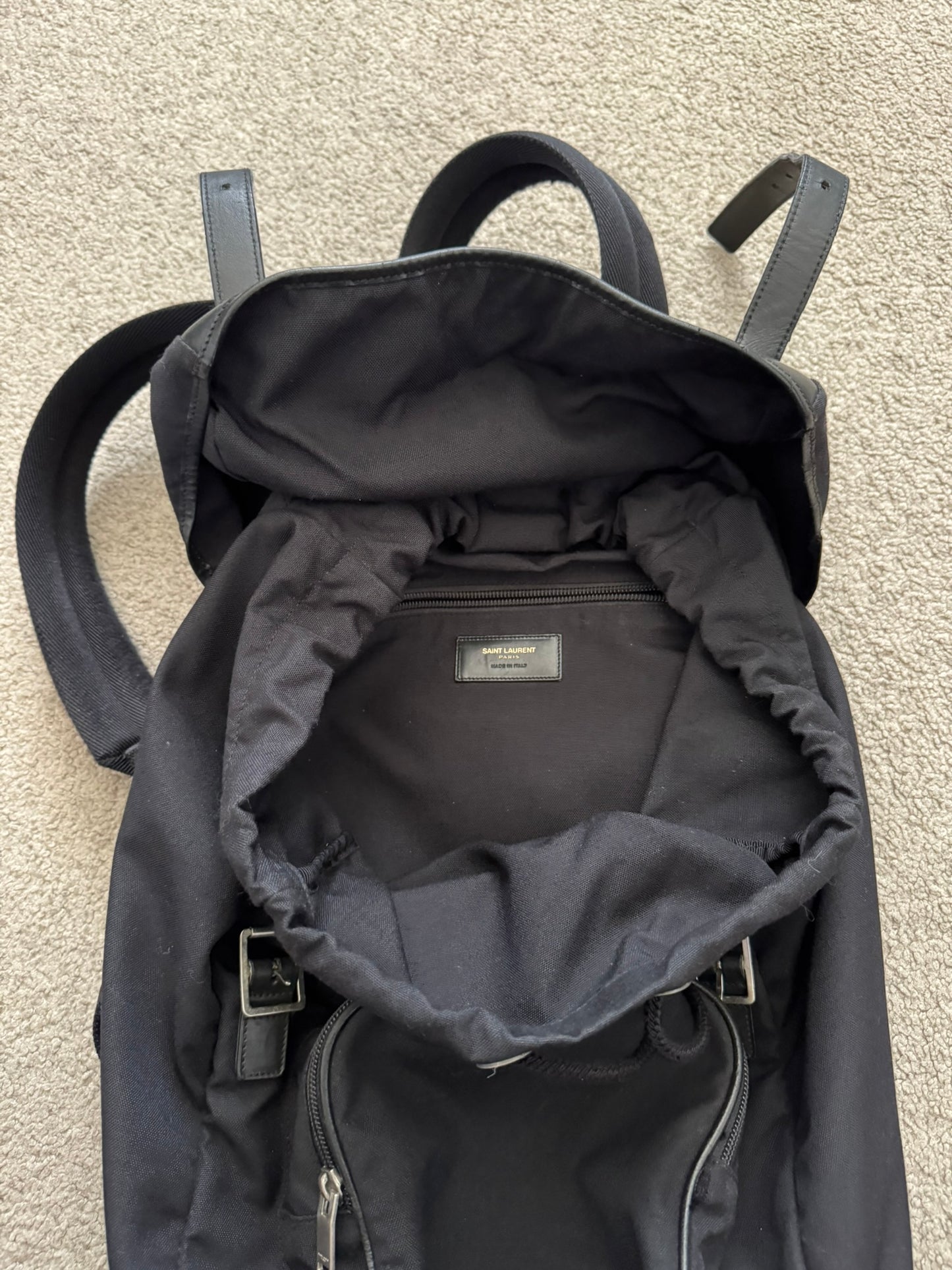 FW16 Saint Laurent by Hedi Slimane Canvas/Leather City Backpack