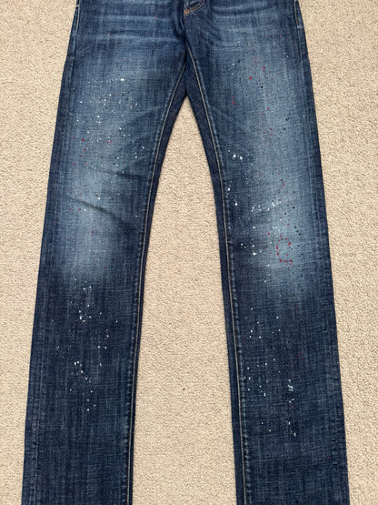FW14 Dior Homme by Kris Van Assche Paint Splatter Denim Jeans