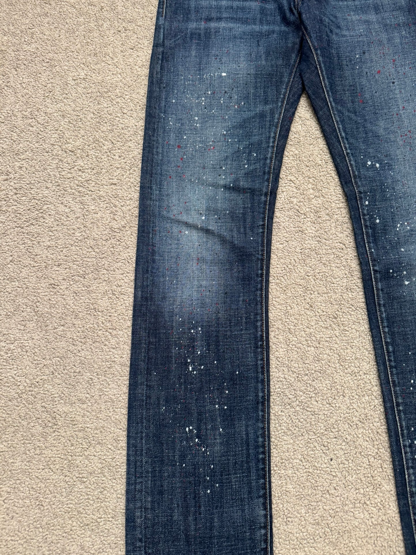 FW14 Dior Homme by Kris Van Assche Paint Splatter Denim Jeans