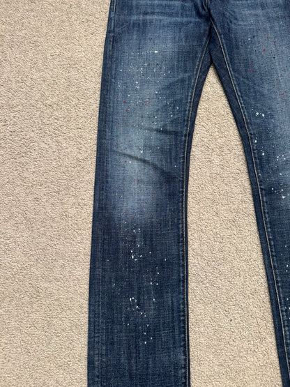 FW14 Dior Homme by Kris Van Assche Paint Splatter Denim Jeans