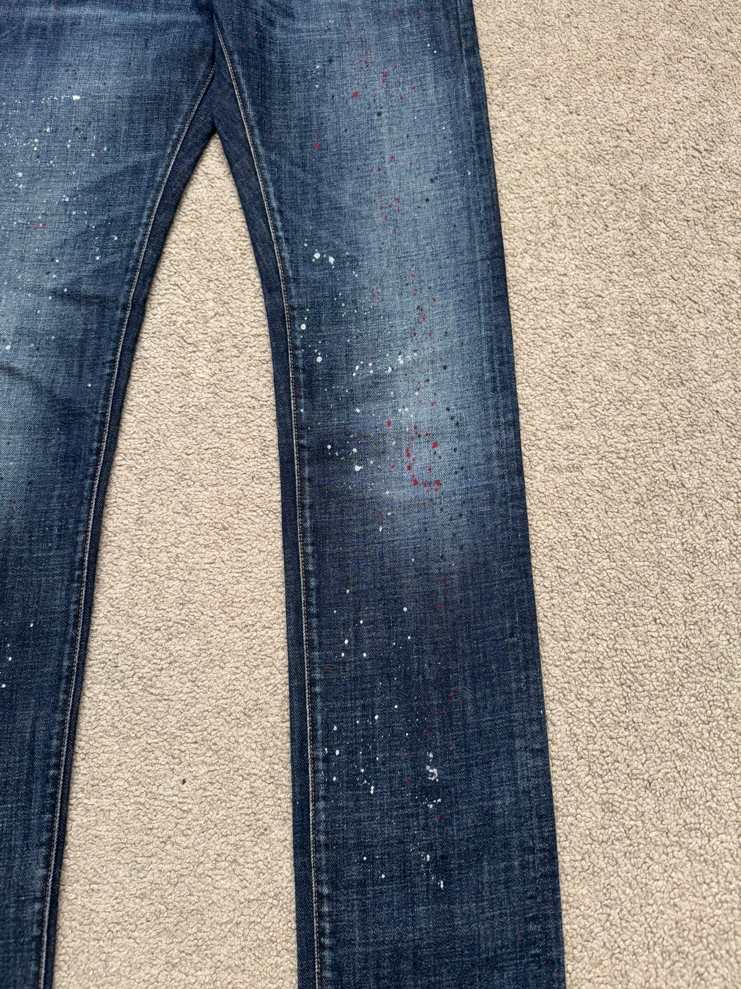 FW14 Dior Homme by Kris Van Assche Paint Splatter Denim Jeans