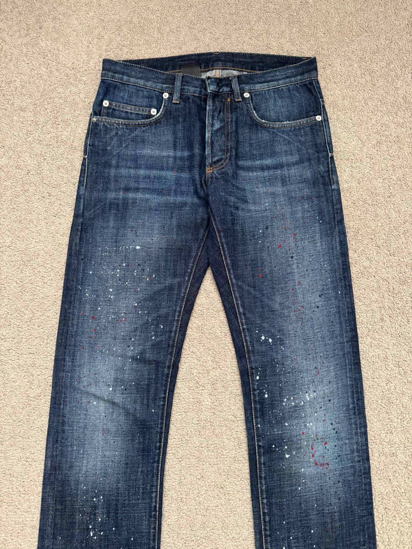FW14 Dior Homme by Kris Van Assche Paint Splatter Denim Jeans