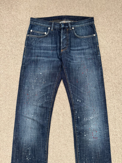 FW14 Dior Homme by Kris Van Assche Paint Splatter Denim Jeans