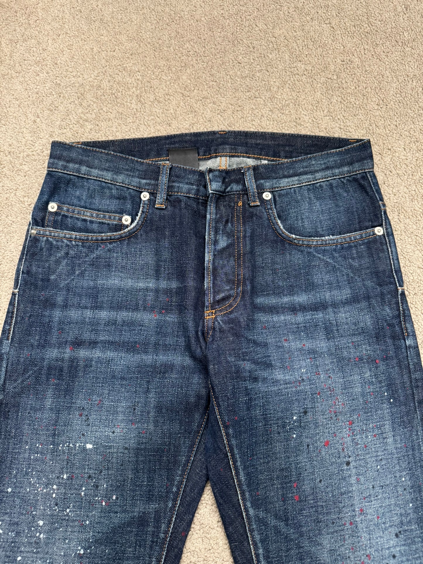 FW14 Dior Homme by Kris Van Assche Paint Splatter Denim Jeans