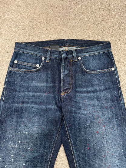 FW14 Dior Homme by Kris Van Assche Paint Splatter Denim Jeans