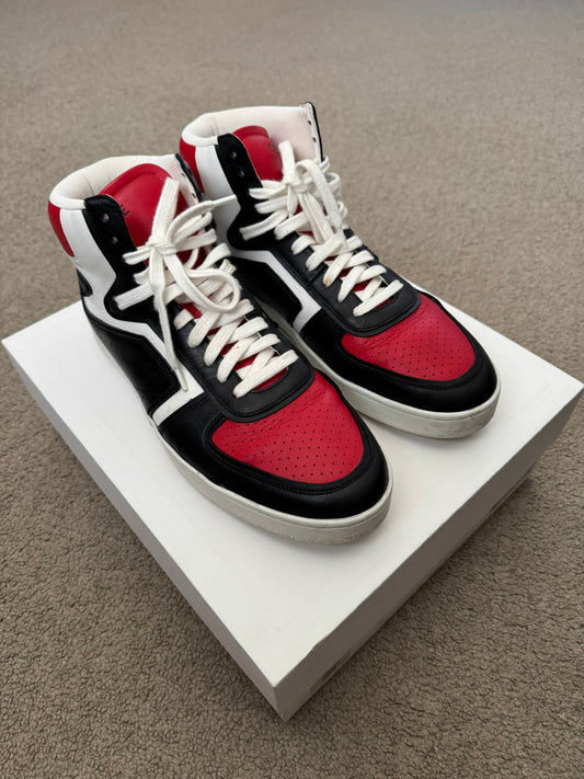 Celine by Hedi Slimane CT-01 Z Black & Red High Top Sneakers