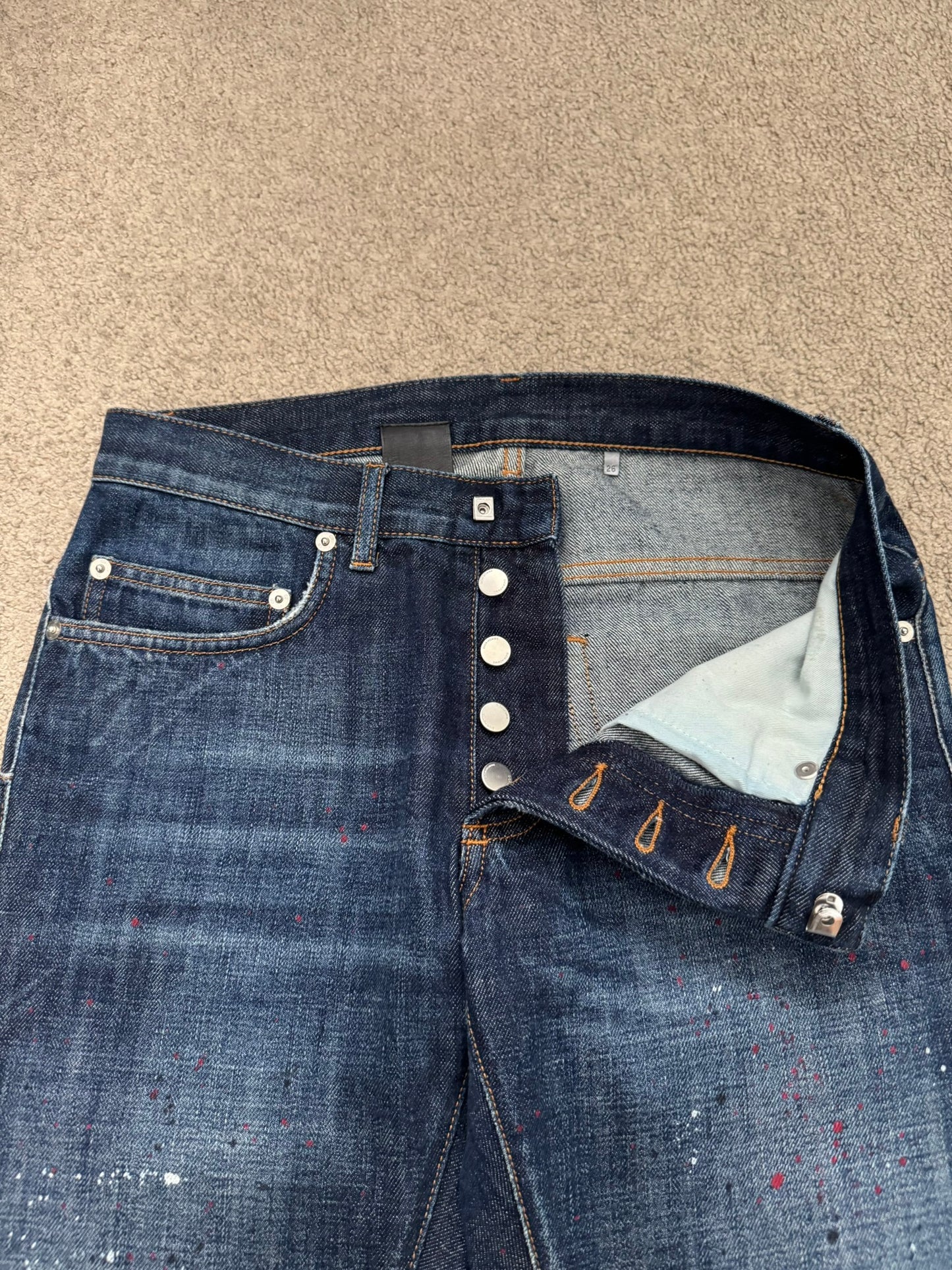 FW14 Dior Homme by Kris Van Assche Paint Splatter Denim Jeans