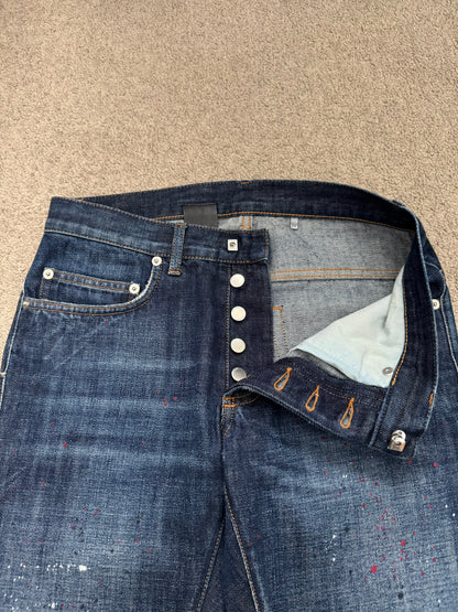 FW14 Dior Homme by Kris Van Assche Paint Splatter Denim Jeans