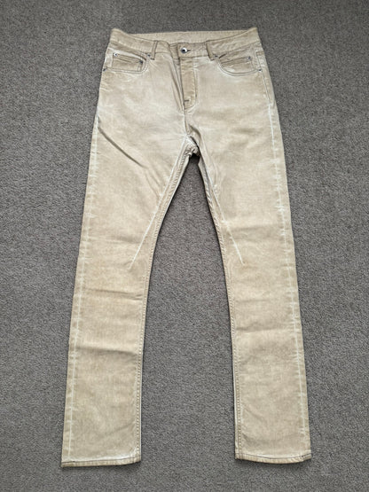 SS25 Rick Owens DRKSHDW Parchment Foil Wax Detroit Denim Jeans