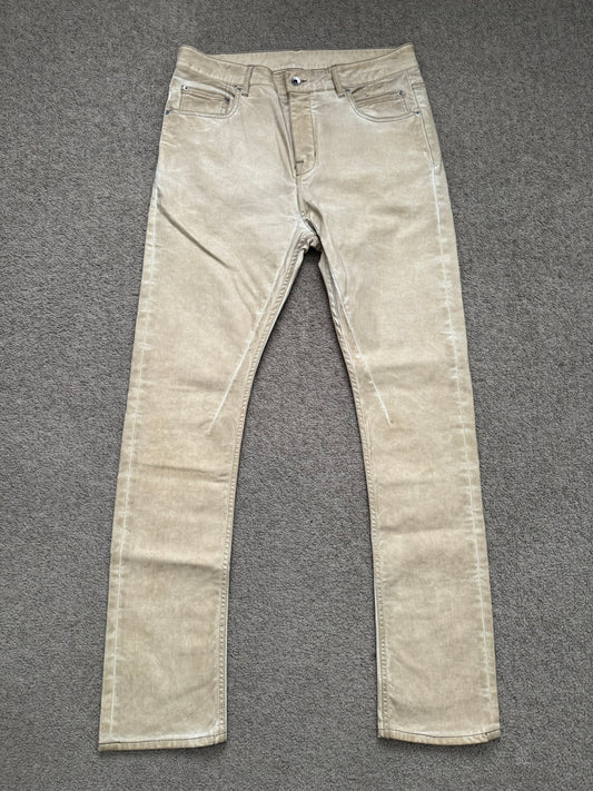 SS25 Rick Owens DRKSHDW Parchment Foil Wax Detroit Denim Jeans