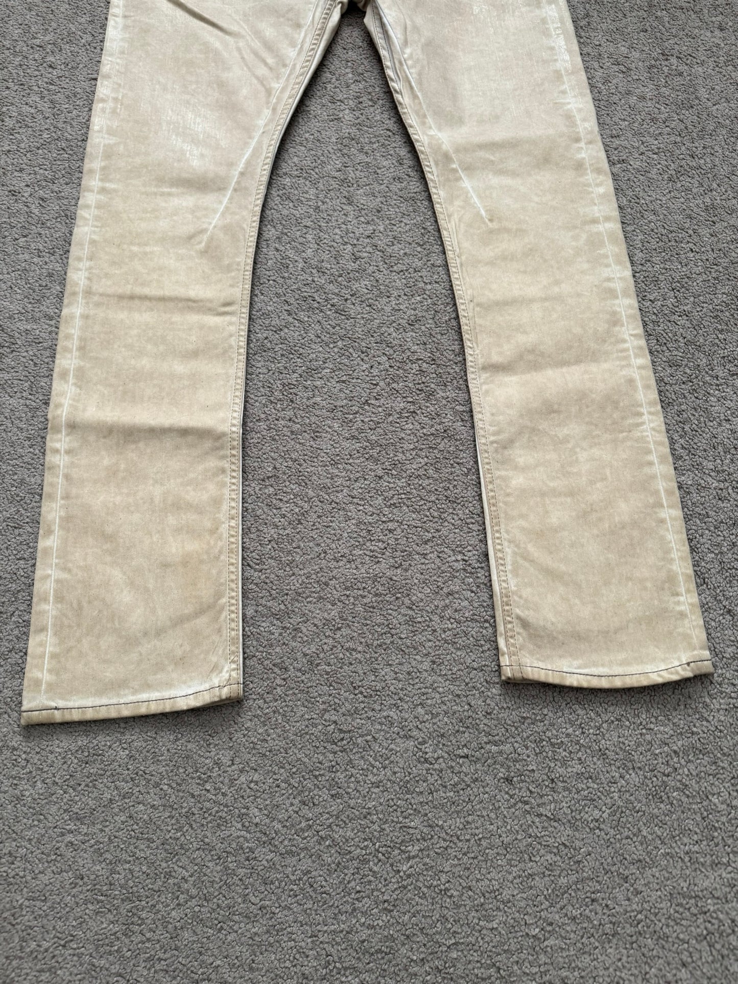 SS25 Rick Owens DRKSHDW Parchment Foil Wax Detroit Denim Jeans