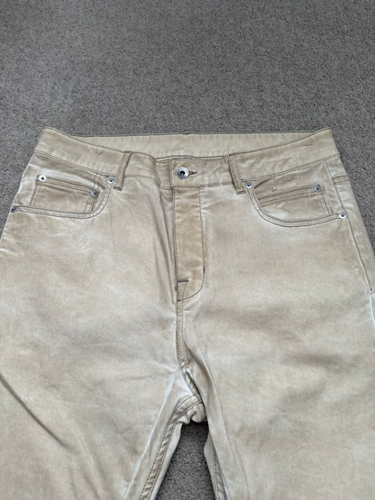 SS25 Rick Owens DRKSHDW Parchment Foil Wax Detroit Denim Jeans