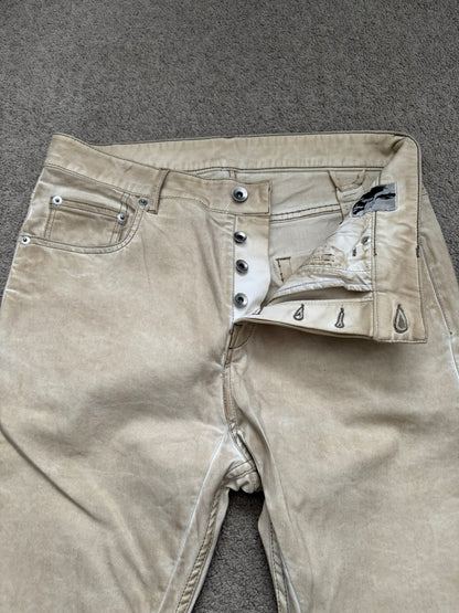 SS25 Rick Owens DRKSHDW Parchment Foil Wax Detroit Denim Jeans