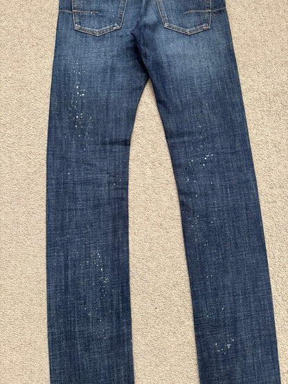 FW14 Dior Homme by Kris Van Assche Paint Splatter Denim Jeans