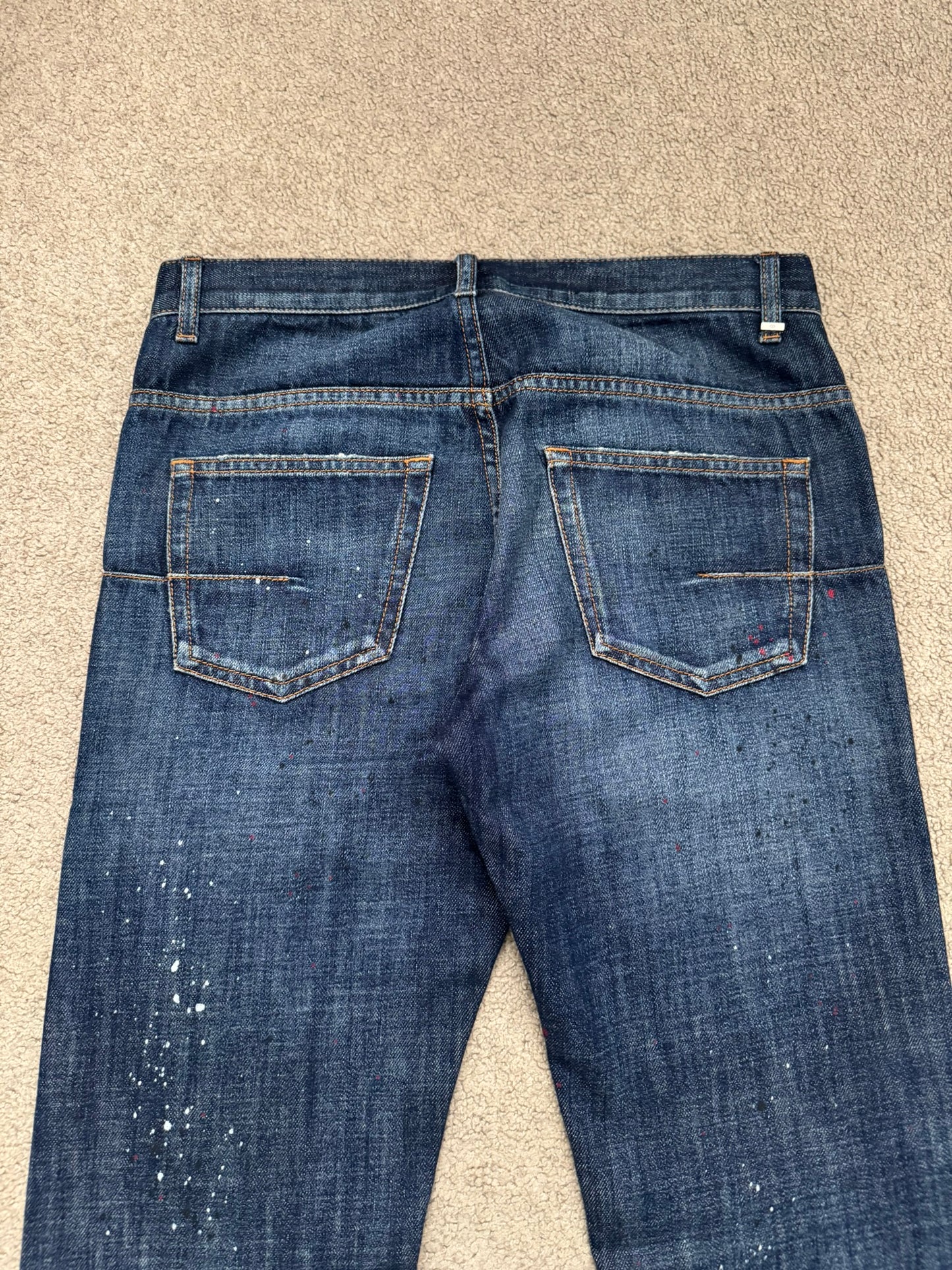 FW14 Dior Homme by Kris Van Assche Paint Splatter Denim Jeans
