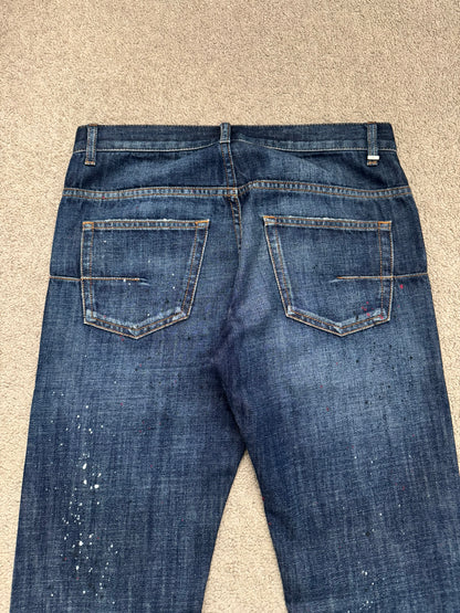 FW14 Dior Homme by Kris Van Assche Paint Splatter Denim Jeans