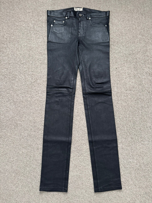 FW17 Saint Laurent Paris Black Lambskin Leather Jeans