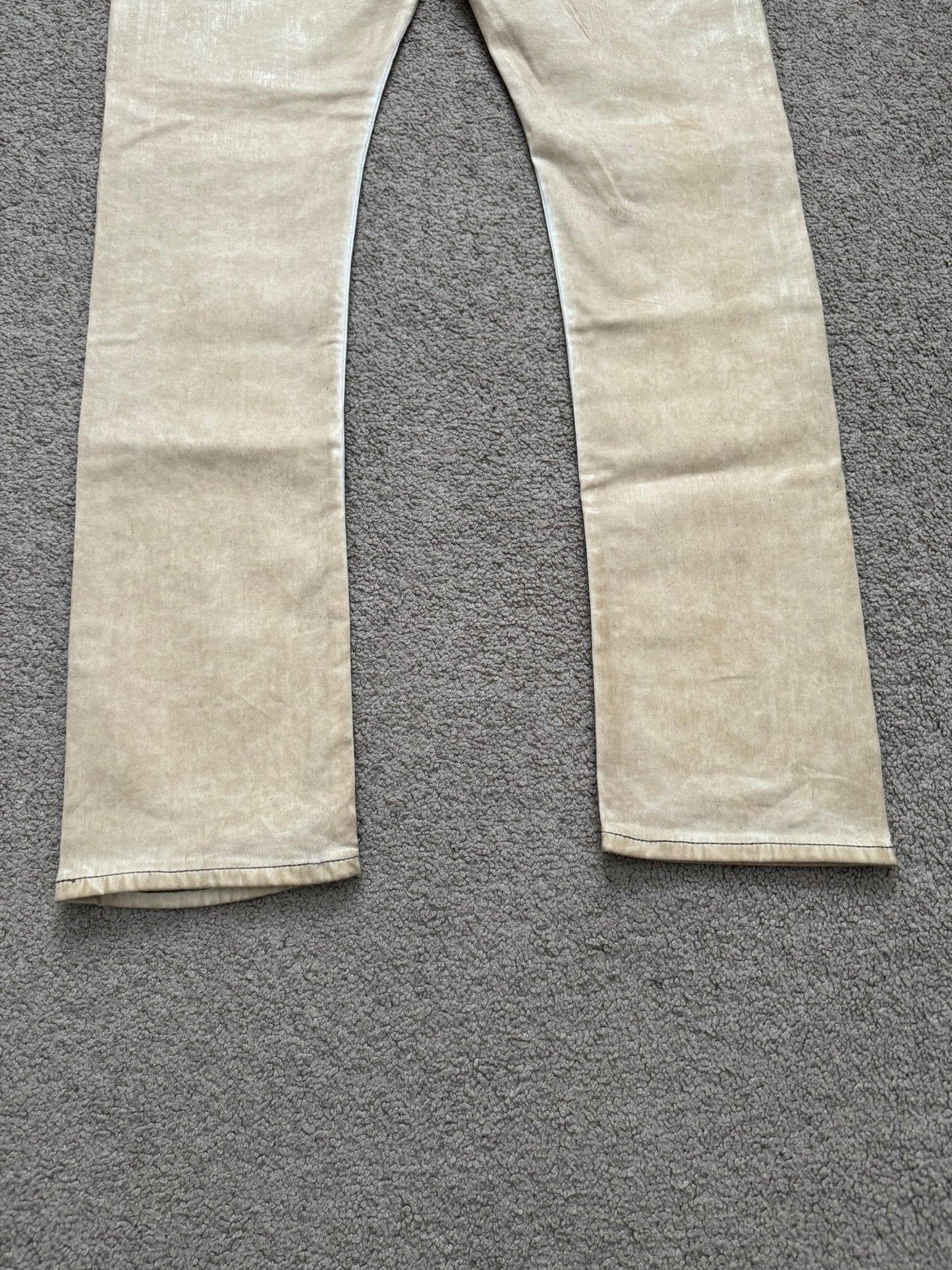 SS25 Rick Owens DRKSHDW Parchment Foil Wax Detroit Denim Jeans