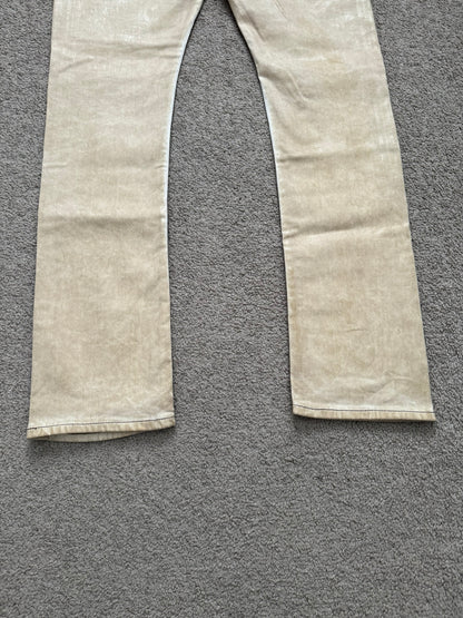 SS25 Rick Owens DRKSHDW Parchment Foil Wax Detroit Denim Jeans