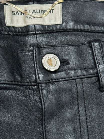 FW17 Saint Laurent Paris Black Lambskin Leather Jeans