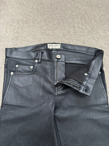 FW17 Saint Laurent Paris Black Lambskin Leather Jeans