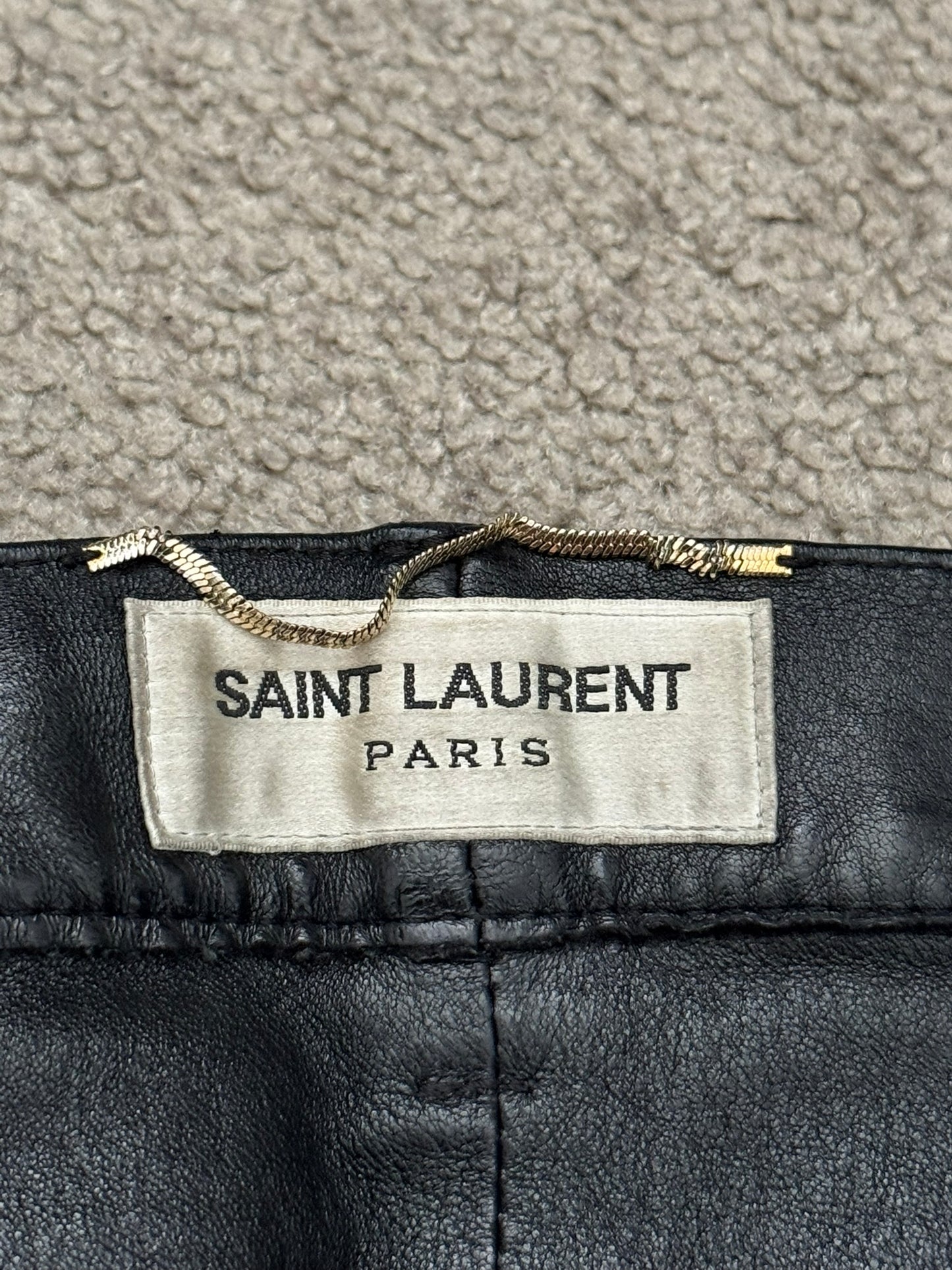 FW17 Saint Laurent Paris Black Lambskin Leather Jeans