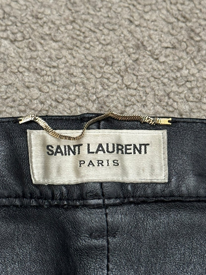 FW17 Saint Laurent Paris Black Lambskin Leather Jeans