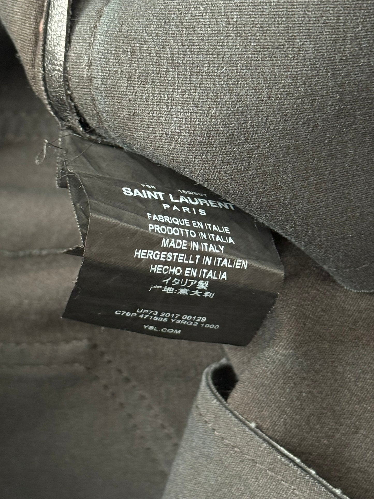 FW17 Saint Laurent Paris Black Lambskin Leather Jeans