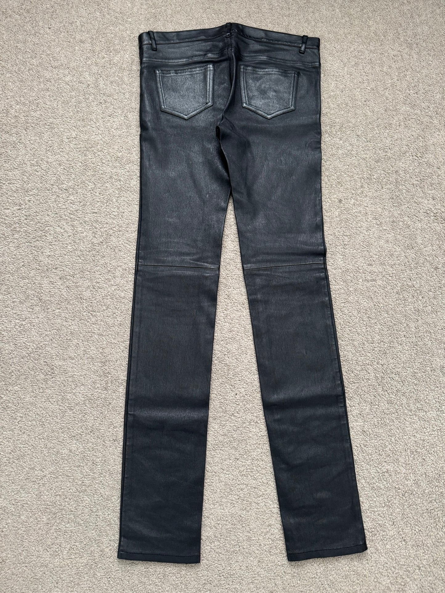 FW17 Saint Laurent Paris Black Lambskin Leather Jeans