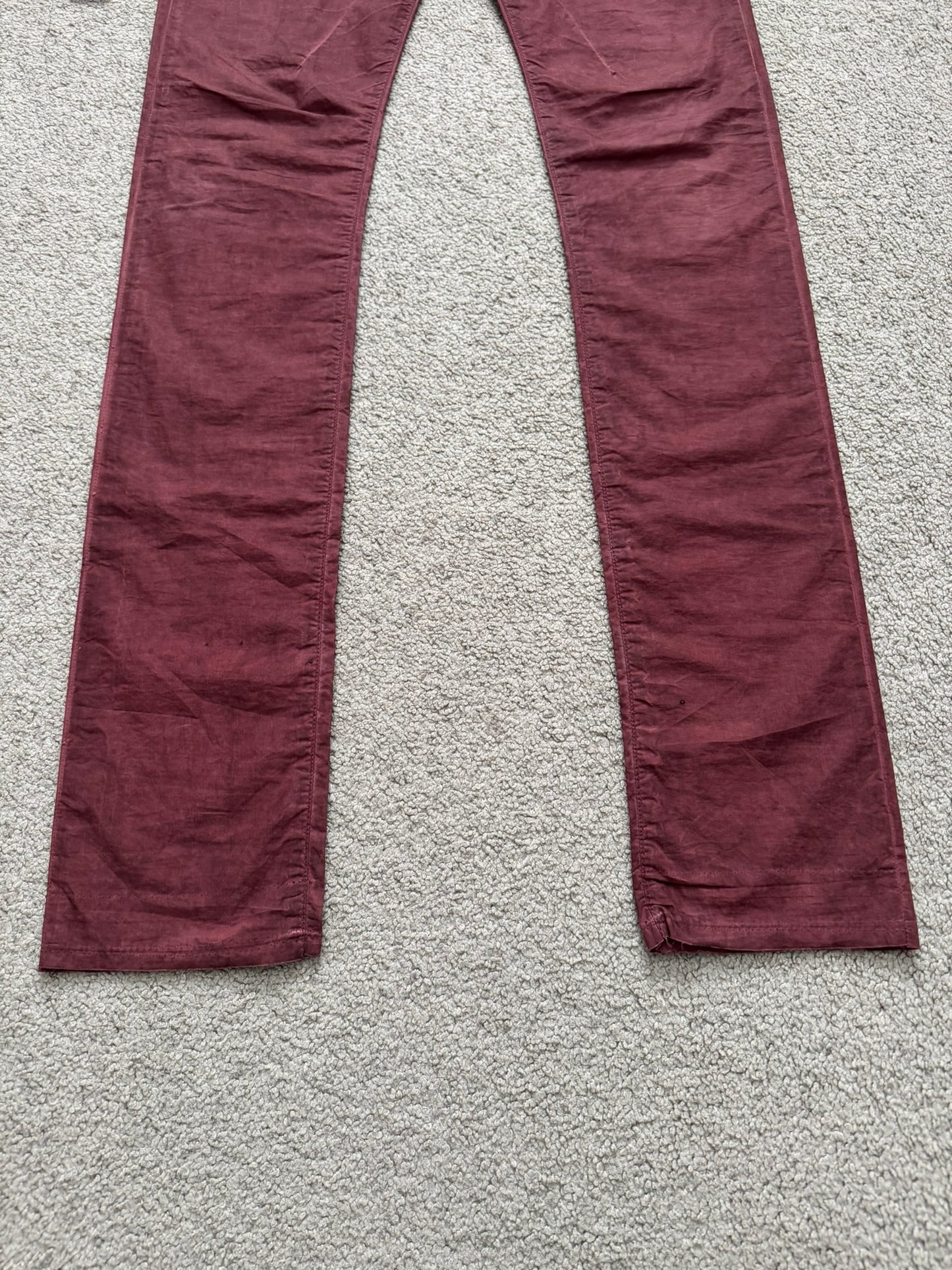 2000s Rick Owens DRKSHDW Red Lightweight Detroit Poplin Pants