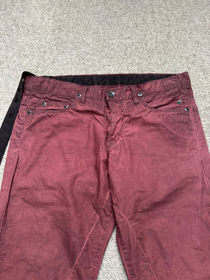 2000s Rick Owens DRKSHDW Red Lightweight Detroit Poplin Pants