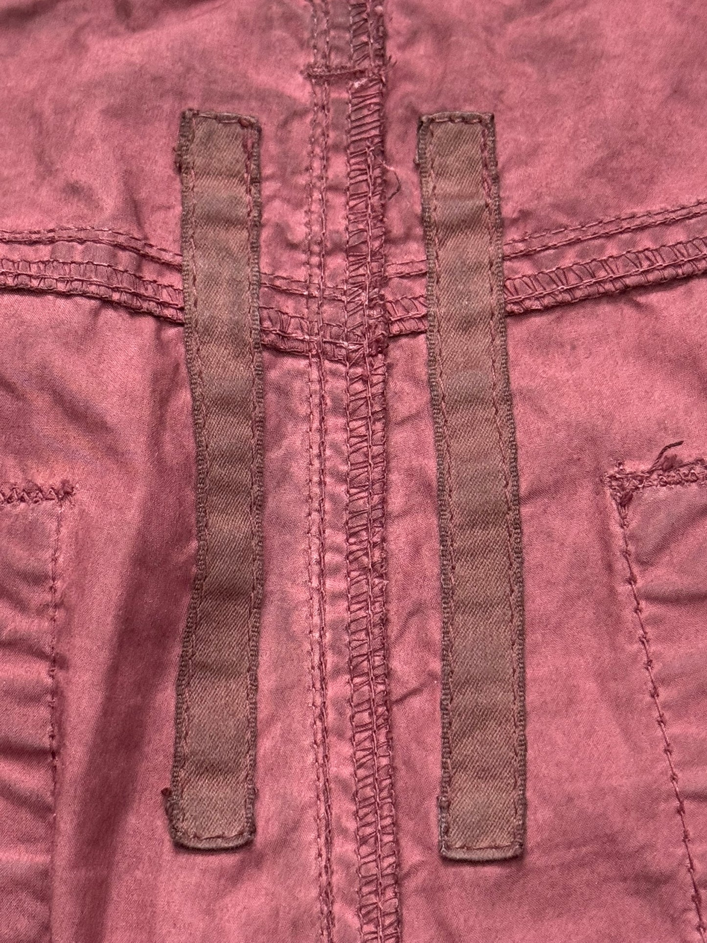 2000s Rick Owens DRKSHDW Red Lightweight Detroit Poplin Pants