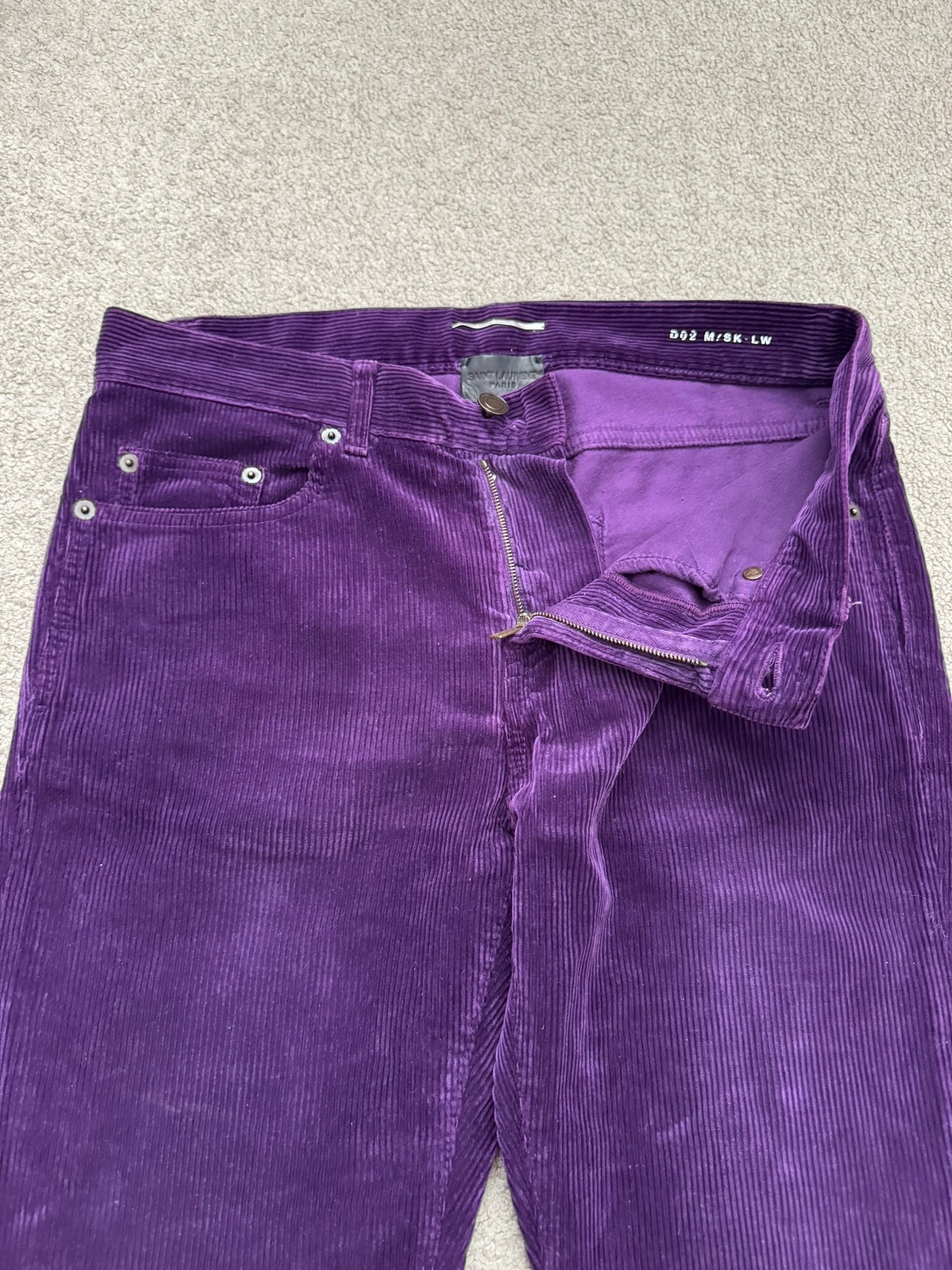 FW18 Saint Laurent Paris Purple D02 Corduroy Jeans