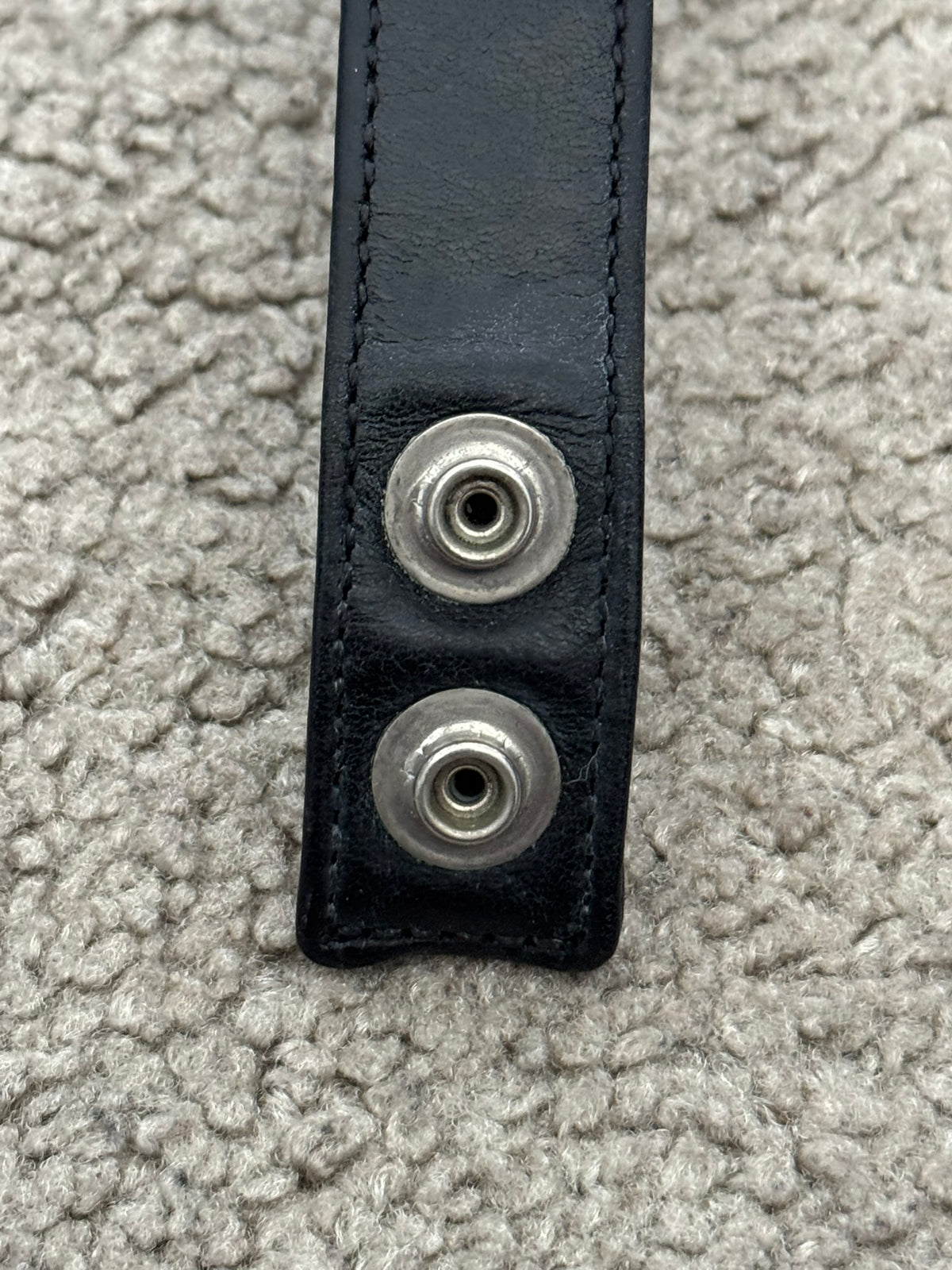 Chrome Hearts 3 Silver Cross Snap Button Black Leather Bracelet