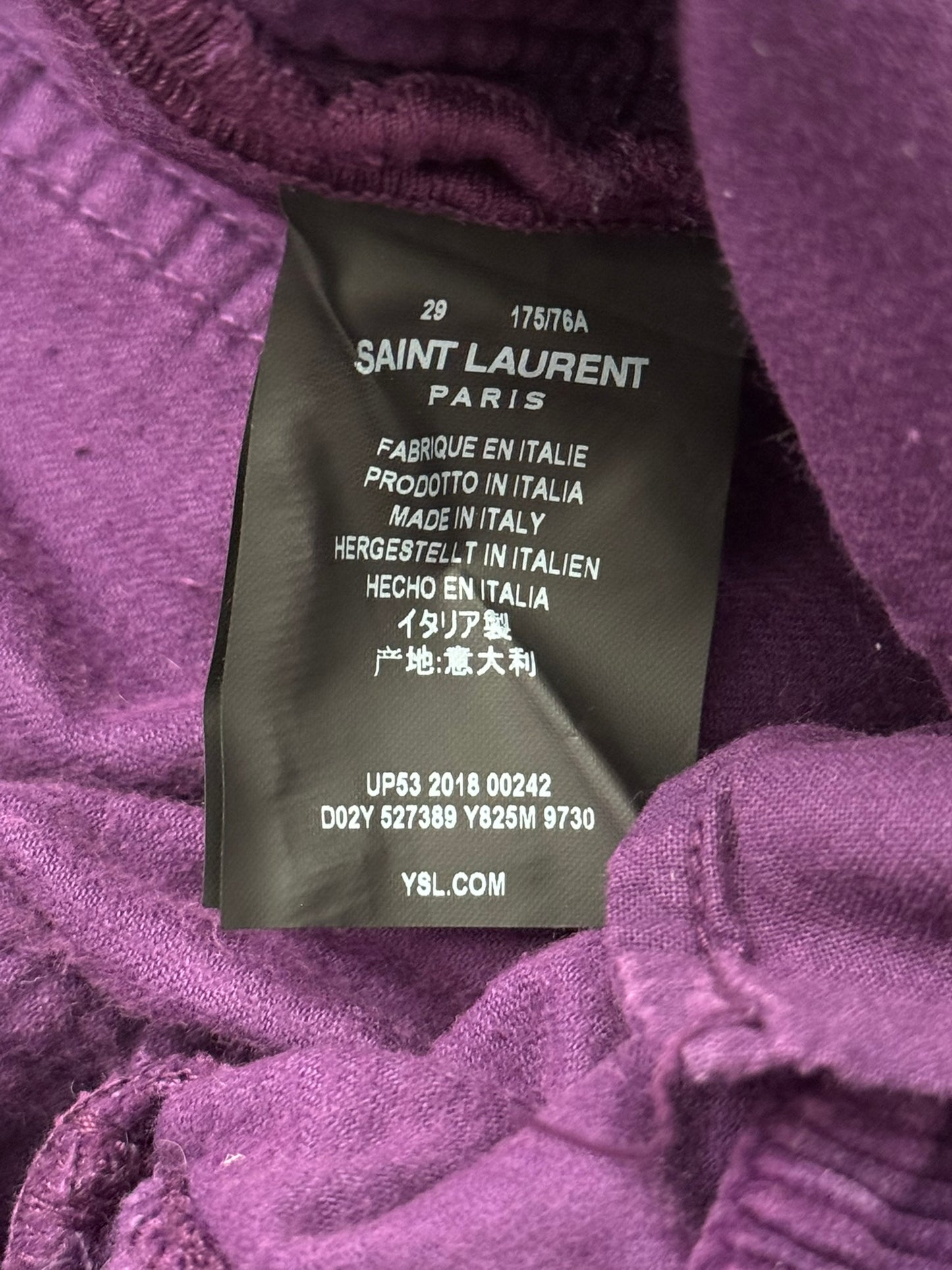 FW18 Saint Laurent Paris Purple D02 Corduroy Jeans