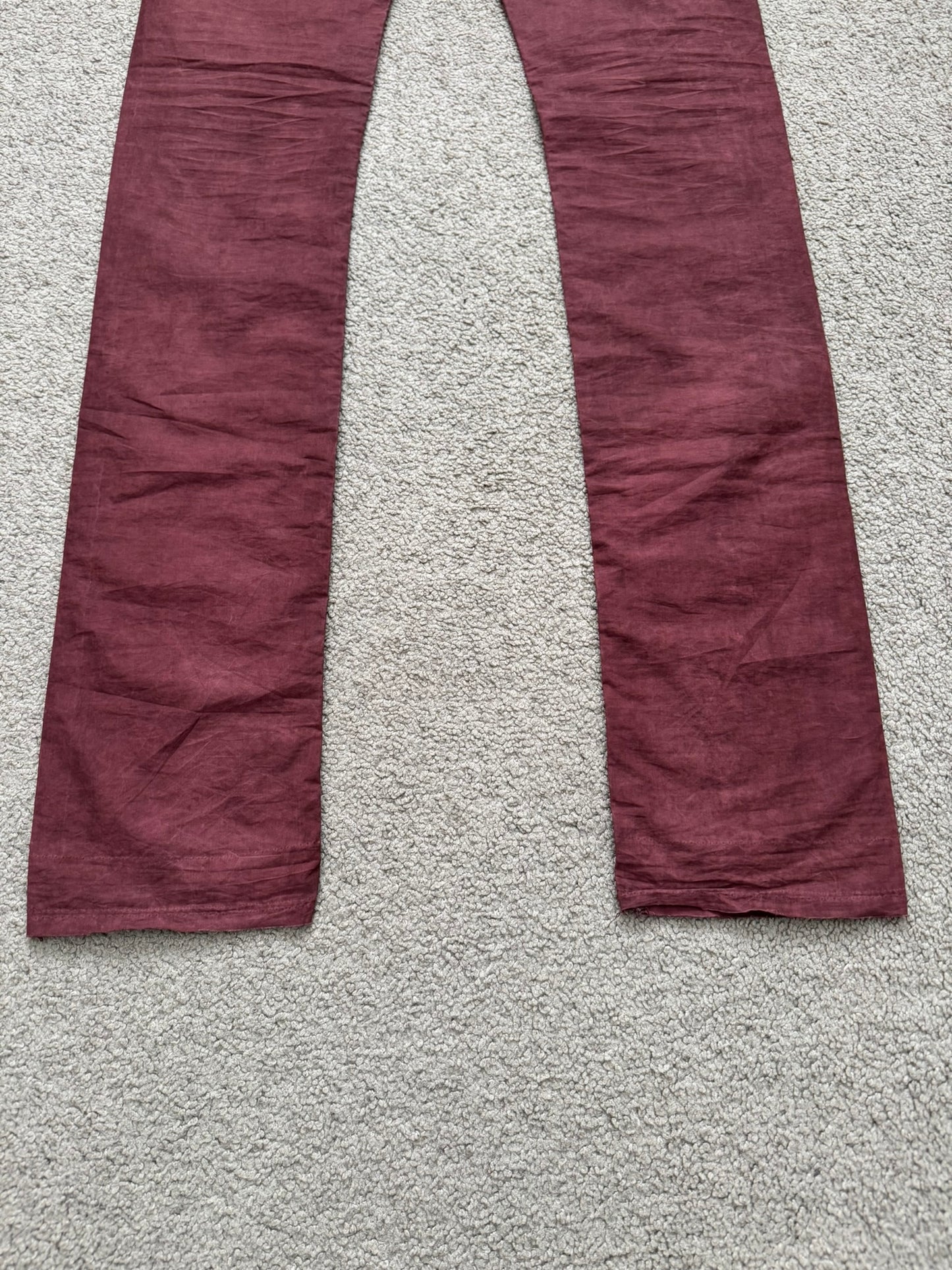 2000s Rick Owens DRKSHDW Red Lightweight Detroit Poplin Pants