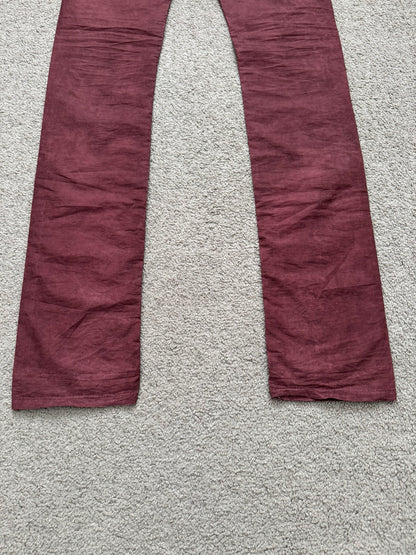 2000s Rick Owens DRKSHDW Red Lightweight Detroit Poplin Pants