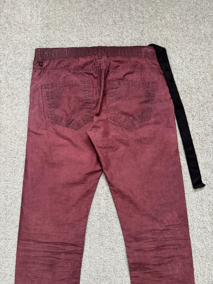 2000s Rick Owens DRKSHDW Red Lightweight Detroit Poplin Pants