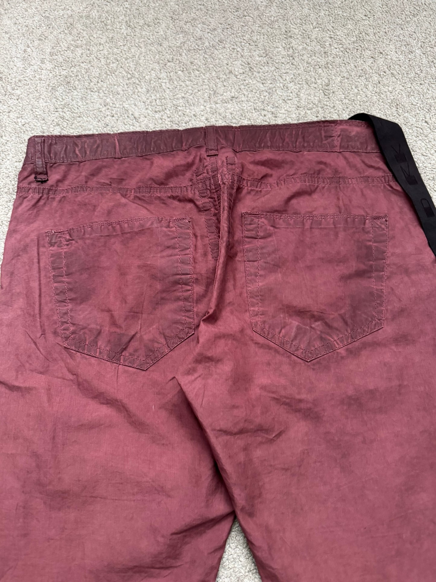 2000s Rick Owens DRKSHDW Red Lightweight Detroit Poplin Pants