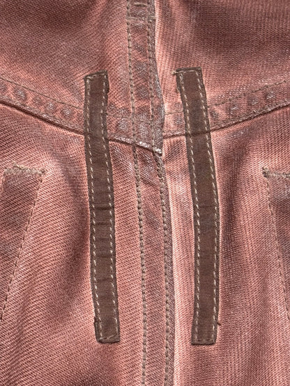 FW24 Rick Owens DRKSHDW Terracotta Waxed Bias Bootcut Denim Jeans