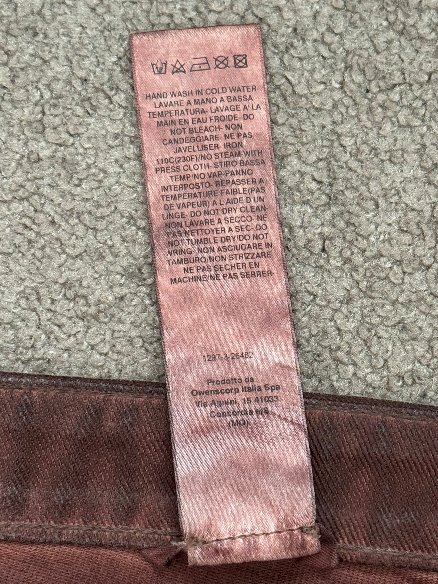 FW24 Rick Owens DRKSHDW Terracotta Waxed Bias Bootcut Denim Jeans