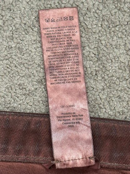 FW24 Rick Owens DRKSHDW Terracotta Waxed Bias Bootcut Denim Jeans