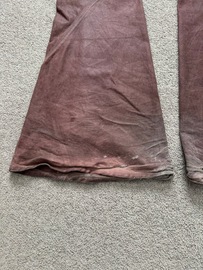 FW24 Rick Owens DRKSHDW Terracotta Waxed Bias Bootcut Denim Jeans
