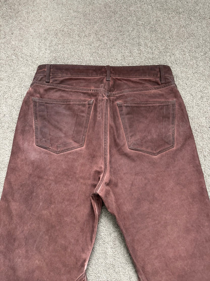 FW24 Rick Owens DRKSHDW Terracotta Waxed Bias Bootcut Denim Jeans