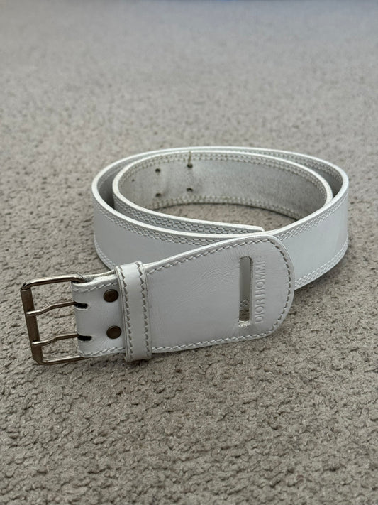 SS05 Dior Homme by Hedi Slimane Double Prong White Leather Belt