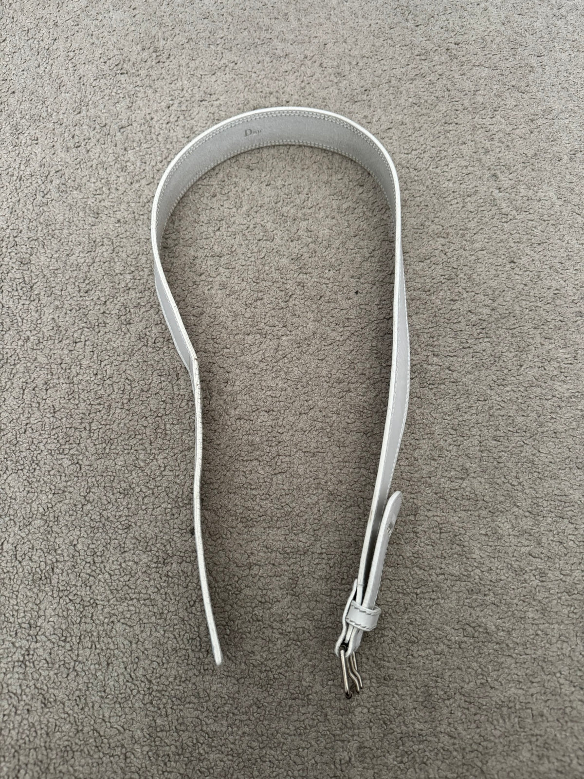 SS05 Dior Homme by Hedi Slimane Double Prong White Leather Belt