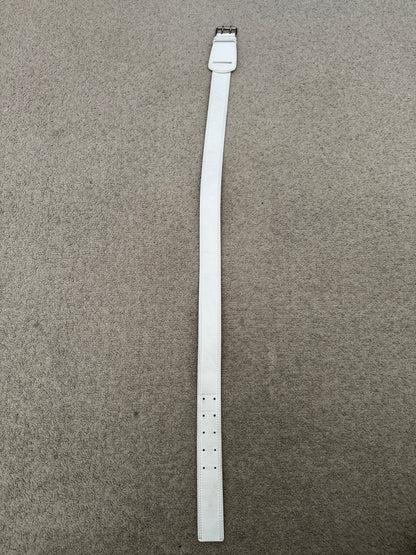 SS05 Dior Homme by Hedi Slimane Double Prong White Leather Belt